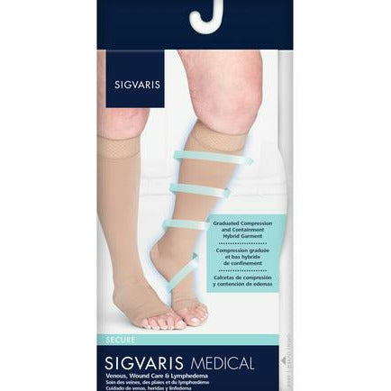Sigvaris 554C Secure Open-Toe Knee-Highs w/ Silicone Border (40-50 mmHg)