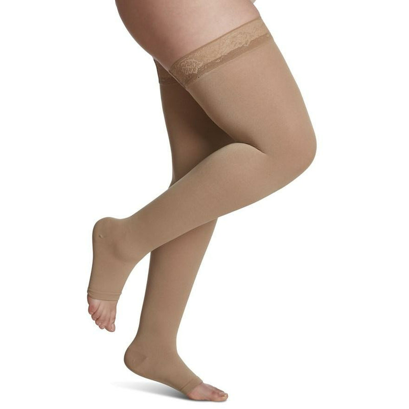 Sigvaris 841N Soft Opaque Open-Toe Thigh-Highs (15-20 mmHg)